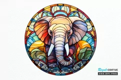 Stained Glass with Christmas Elephant PNG Clipart Product Image 1