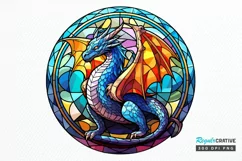 Stained Glass Dragon Sublimation PNG Clipart Product Image 1