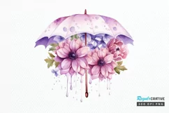 Flower Umbrella Watercolor Sublimation PNG Clipart Product Image 1