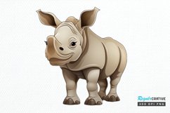 Cute Cartoon Rhino PNG Clipart Product Image 1