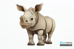 Cute Cartoon Rhino PNG Clipart Product Image 1
