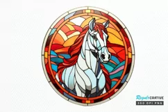 Stained Glass with Christmas Horse PNG Clipart Product Image 1