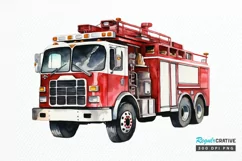 Fire Truck Watercolor Sublimation PNG Clipart Product Image 1