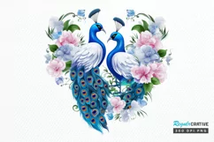 Couple Peacock Heart Sublimation PNG Clipart Product Image 1