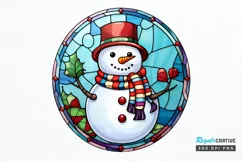 Stained Glass Christmas Snowman PNG Clipart Product Image 1