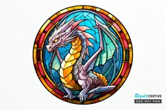 Stained Glass Dragon Sublimation PNG Clipart Product Image 1