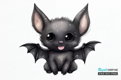 Cute Cartoon Bat Watercolor Sublimation PNG Clipart Product Image 1