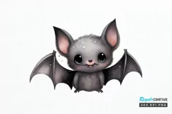 Cute Cartoon Bat Watercolor Sublimation PNG Clipart Product Image 1