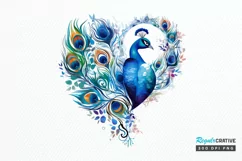 Couple Peacock Heart Sublimation PNG Clipart Product Image 1