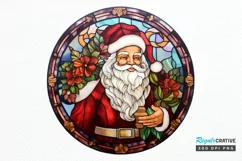 Stained Glass with Christmas Santa Flower PNG Clipart Product Image 1