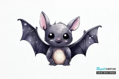 Cute Cartoon Bat Watercolor Sublimation PNG Clipart Product Image 1