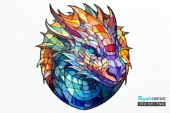 Stained Glass Dragon Sublimation PNG Clipart Product Image 1