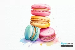 Colorful Macaroons Watercolor PNG Clipart Product Image 1