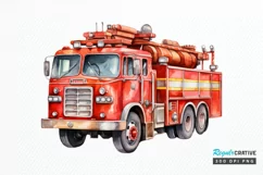 Fire Truck Watercolor Sublimation PNG Clipart Product Image 1