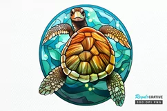 Turtle Stained Glass Sublimation PNG Clipart Product Image 1