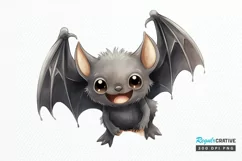 Cute Cartoon Bat Watercolor Sublimation PNG Clipart Product Image 1