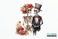 Skeleton Couple Watercolor Sublimation PNG Clipart Product Image 1