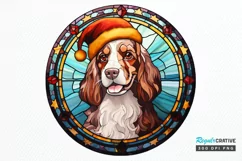 Stained Glass With Christmas Dog And San PNG Clipart Product Image 1