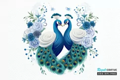 Couple Peacock Heart Sublimation PNG Clipart Product Image 1