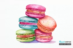 Colorful Macaroons Watercolor PNG Clipart Product Image 1