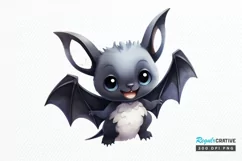 Cute Cartoon Bat Watercolor Sublimation PNG Clipart Product Image 1