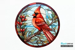 Stained Glass Christmas Red Cardinal Bird PNG Clipart Product Image 1