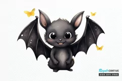 Cute Cartoon Bat Watercolor Sublimation PNG Clipart Product Image 1