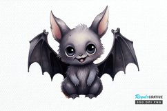 Cute Cartoon Bat Watercolor Sublimation PNG Clipart Product Image 1