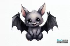 Cute Cartoon Bat Watercolor Sublimation PNG Clipart Product Image 1