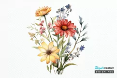 Vintage Wildflowers Watercolor PNG Clipart Product Image 1
