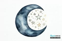 Moon And Stars Watercolor PNG Clipart Product Image 1