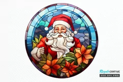 Stained Glass with Christmas Santa Flower PNG Clipart Product Image 1