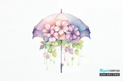 Flower Umbrella Watercolor Sublimation PNG Clipart Product Image 1