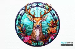 Stained Glass With Christmas Deer Flower PNG Clipart Product Image 1