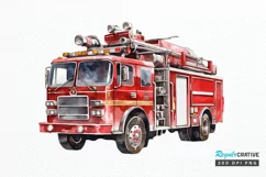 Fire Truck Watercolor Sublimation PNG Clipart Product Image 1
