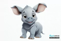 Cute Cartoon Rhino PNG Clipart Product Image 1