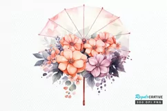 Flower Umbrella Watercolor Sublimation PNG Clipart Product Image 1