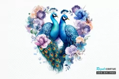 Couple Peacock Heart Sublimation PNG Clipart Product Image 1