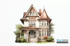 Vintage Houses Sublimation PNG Clipart Product Image 1