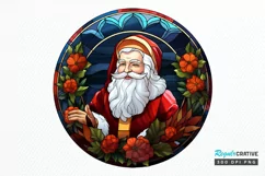 Stained Glass with Christmas Santa Flower PNG Clipart Product Image 1