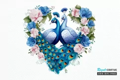 Couple Peacock Heart Sublimation PNG Clipart Product Image 1