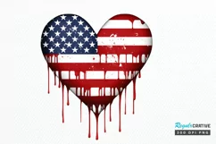 American Flag Dripping Heart PNG Clipart Product Image 1