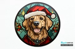 Stained Glass With Christmas Dog And San PNG Clipart Product Image 1