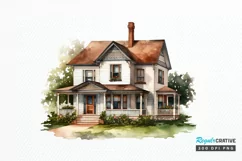 Vintage Houses Sublimation PNG Clipart Product Image 1