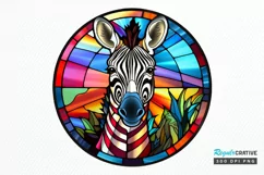 Stained Glass with Christmas Zebra PNG Clipart Product Image 1