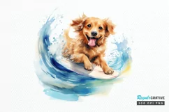 Surfing Cute Dog Watercolor Sublimation PNG Clipart Product Image 1
