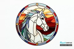 Stained Glass with Christmas Horse PNG Clipart Product Image 1