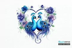 Couple Peacock Heart Sublimation PNG Clipart Product Image 1