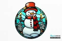 Stained Glass Christmas Snowman PNG Clipart Product Image 1
