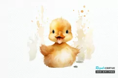 Cute Baby Duck Watercolor PNG Clipart Product Image 1
